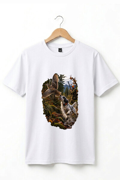 WİDİ تي شيرت Hunting Hunting Hunting English Setter مطبوع 100% قطن بقصة عادية...