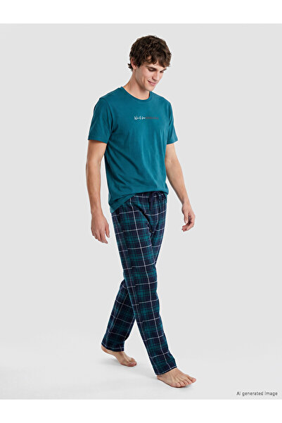 LC Waikiki Rmz Gi̇yi̇m Farkiyla Standard Fit Checkered Embroidered Men's Paja...