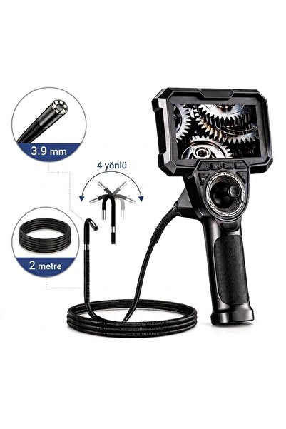 YM GL76 4 Yönlü 720° Oynar Başlı 3.9mm Lens Çapı 2 Metre Yarı Sert Kablo Endü...