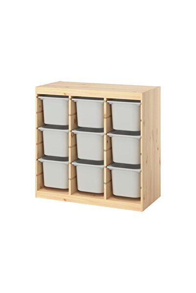IKEA Modern Gri Oyuncak Saklama Ünitesi 93x44x91 cm Çocuk Odası İskandinav De...