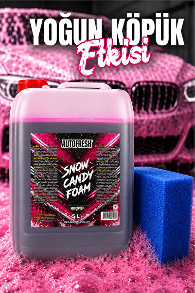 AutoFresh Snow Candy Foam 5 L | Pembe Köpük Oto Yıkama Şampuanı | Yoğun Köpüklü Konsantre Ön Yıkama Köpüğü