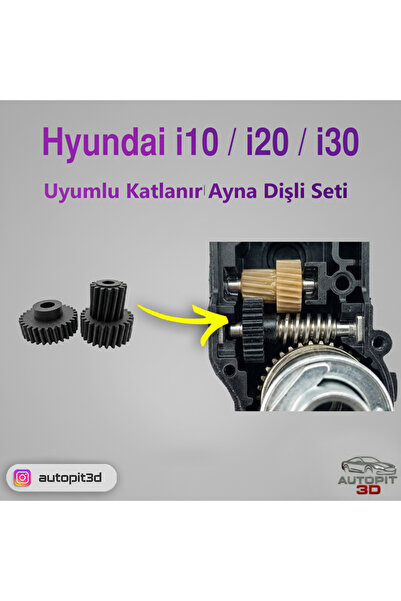AutoPit 3D Hyundai i10 / i20 / i30 Uyumlu Katlanır Ayna Dişli Seti