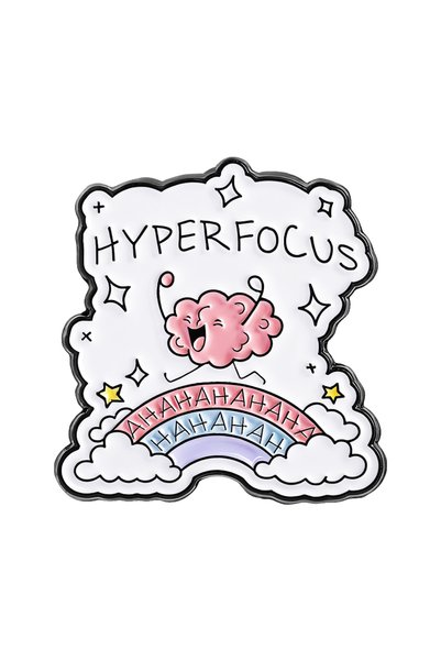 Choice Style 1 Hyper Focus Funny Brain Enamel Pin Mental Health Awareness Met...