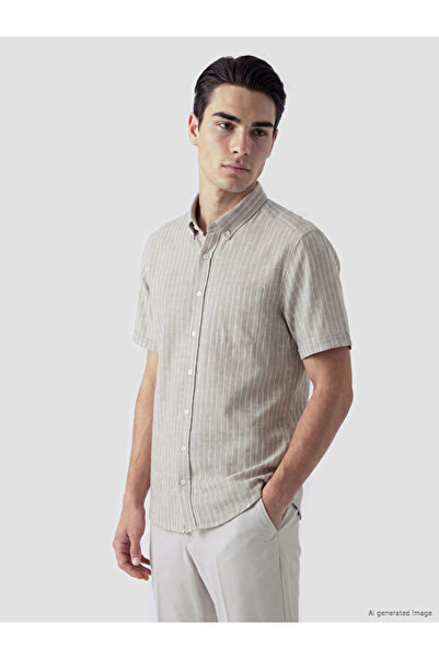 LC Waikiki Rmz Gi̇yi̇m Farkiyla Standart Fit Ci Striped O Poplin Rkek Shirt
