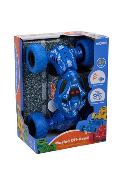 MomKi Mașină off-road, cu lumini și sunete, albastră, 3 ani+