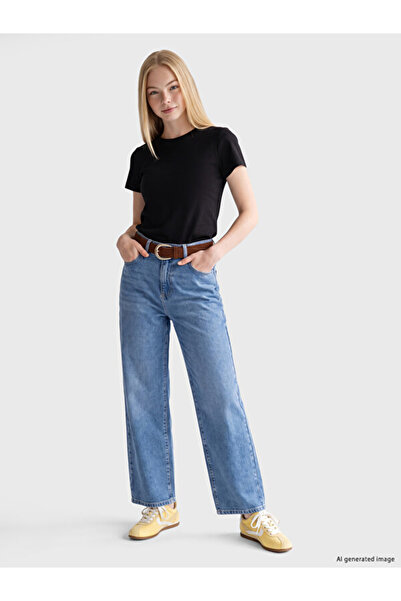 LC Waikiki Rmz Gi̇yi̇m Farkiyla Belted Straight Fit Women's Jean Trousers