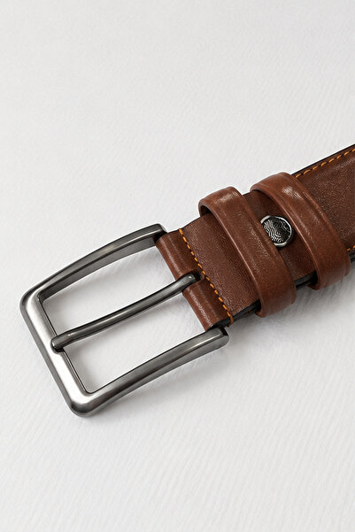 Sabri Özel Genuine Leather Belt with Flat Edge Stitching – Classic and Stylis...