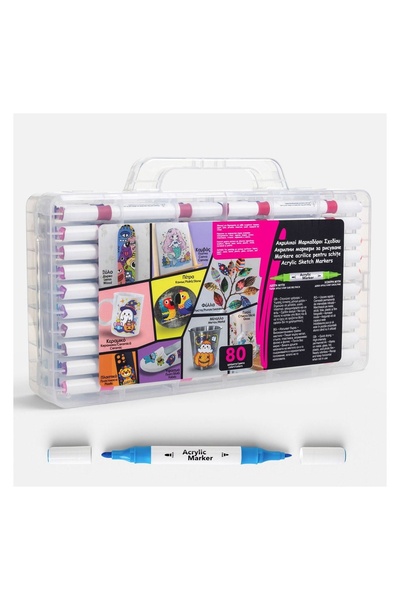 OEM Set markere acrilice pentru desen și decor, 80 bucăți – acrilice, vârf dublu
