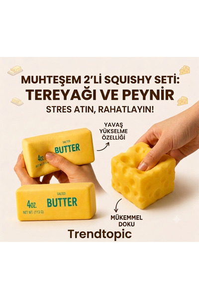 TrendTopic Butter Squishy ve Cheese Squishy 2 li set