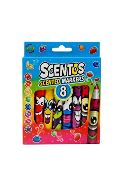 Scentos Set of 8 scented markers, vibrant colors, broad tip