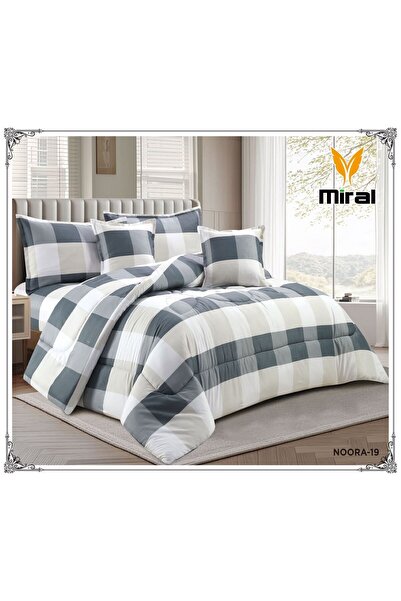 miral مفرش سرير صيفي NOORA -نفرين 6 قطع -حشوه وسط -مقاس 240*220