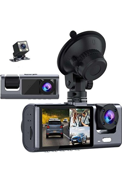 Gennext Dash Cam Front and Rear Inside 1080P Full HD – 3 Channel Car Camera w...