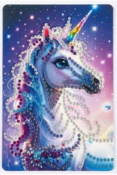 iğne izi 5D Elmas Taş İşleme Kiti Tablo 10X15 cm Unicorn Desenli - Diamond Pa...