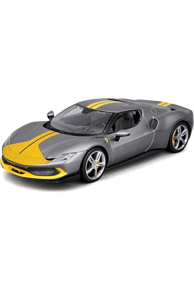 BBURAGO | 1/18 Ferrari - 296 GTB - Grey and Yellow | Scale Model Car for Chil...