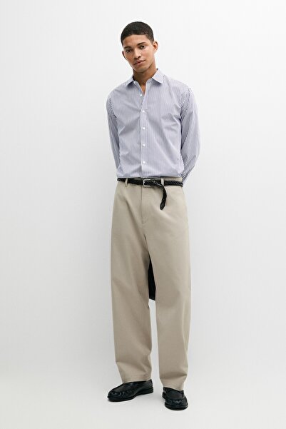 Massimo Dutti %100 pamuklu regular fit çizgili gömlek