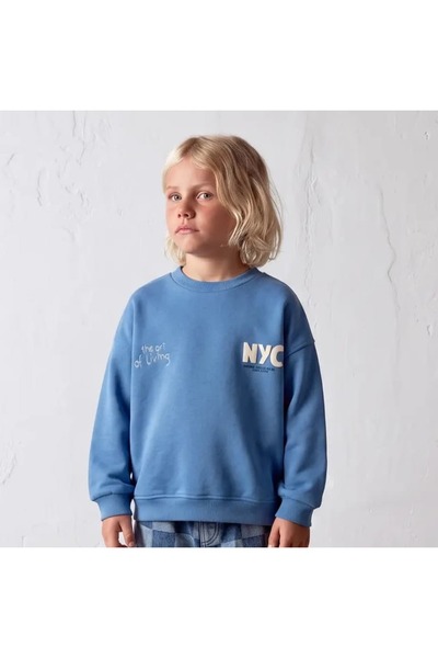 NYC Kolej Stil Mavi Erkek Çocuk Sweatshirt