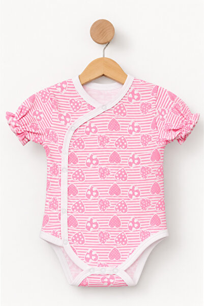 Kidyra 100% Cotton Double-Breasted Collar Snap Fastener Heart Baby Bodysuit