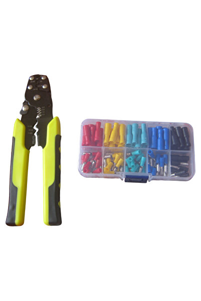 OEM Set 101 piese, cleste de sertizat si 100 conectori, metal, plastic, multi...