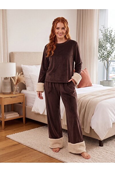 Lohussa New Season Women's Velvet Crew Neck Plush Detailed Special Design Lon...