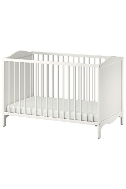 IKEA Modern Beyaz Bebek Karyolası 60x120 cm Ahşap Sağlam Bebek Odası Mobilyas...