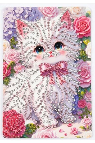 iğne izi 5D Elmas Taş İşleme Kiti Tablo 10X15 cm Kedi Desenli - Diamond Painting