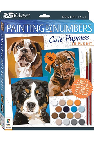 Hinkler Art Maker Essentials: Painting by Numbers Cute Puppies