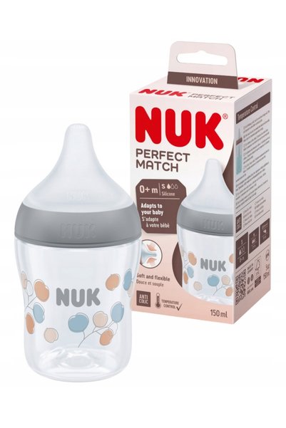 NO BRAND NUK PERFECT MATCH BIBEROANĂ ANTI-COLIC 150 ML ARGINTIU