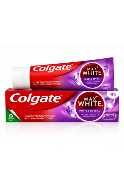 Colgate Οδοντόκρεμα Λεύκανσης Max White Purple Reveal, Οπτική Διόρθωση των Κί...