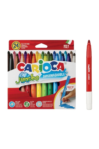 carioca Set carioci cu vârf gros pentru copii, 24 bucăți – lavabile, netoxice