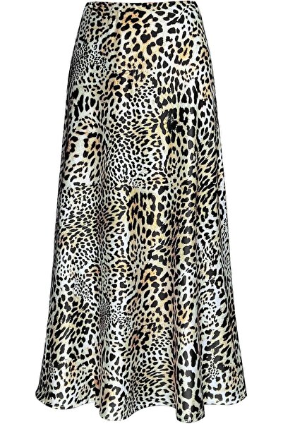GENERAL Otuzhi Women's High Waist Hidden Elastic Waistband Satin Long Skirt