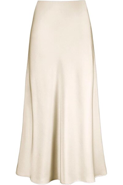 GENERAL Otuzhi Women's High Waist Hidden Elastic Waistband Satin Long Skirt