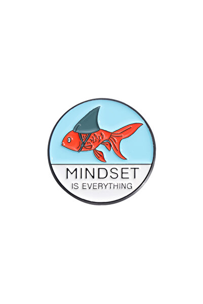 Choice QHXZ821 MINDSET IS EVERYTHING Enamel Pins Custom Goldfish Shark Positi...
