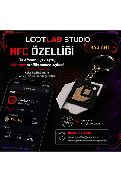 LootLab Studio Radiant NFC’li 3D Baskı Oyuncu Anahtarlığı – Kişiye Özel Profil