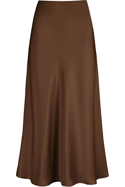 GENERAL Otuzhi Women's High Waist Hidden Elastic Waistband Satin Long Skirt