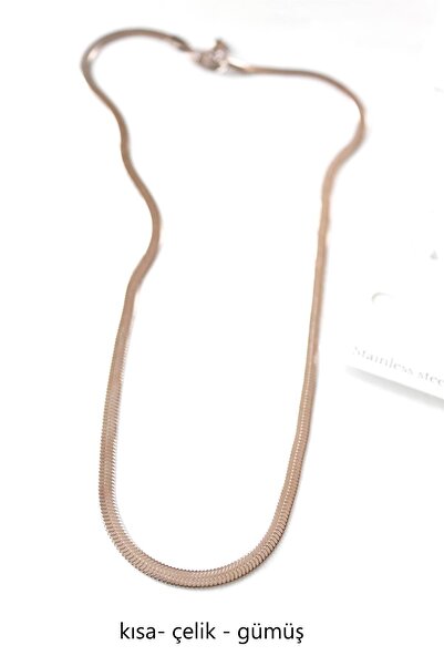 Generic Brand Silver Color Italian Steel Necklace 45 cm Shiny Snake Chain