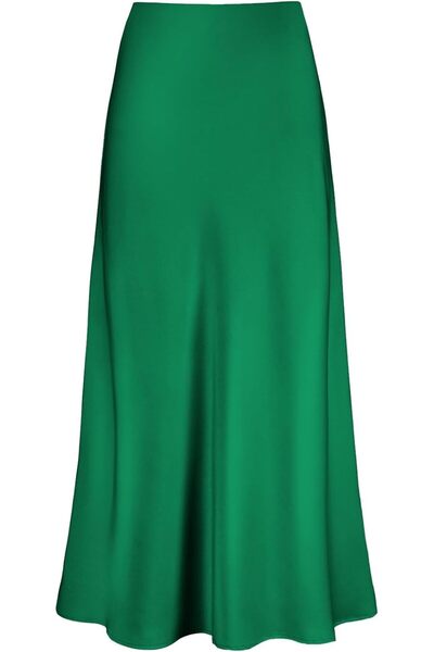 GENERAL Otuzhi Women's High Waist Hidden Elastic Waistband Satin Long Skirt