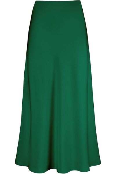 GENERAL Otuzhi Women's High Waist Hidden Elastic Waistband Satin Long Skirt