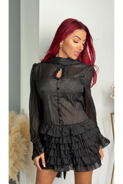 prettybrand Rochie mini de dama cu cordon si esarfa