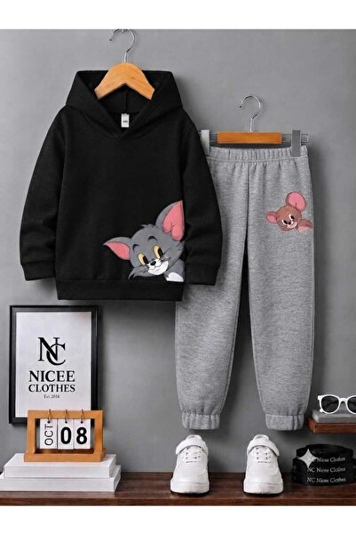 Leto Lykia Children's Tracksuit Set Unisex (Same Floor-Facing Tom and Jery Wi...