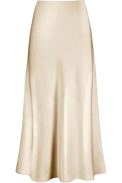GENERAL Otuzhi Women's High Waist Hidden Elastic Waistband Satin Long Skirt