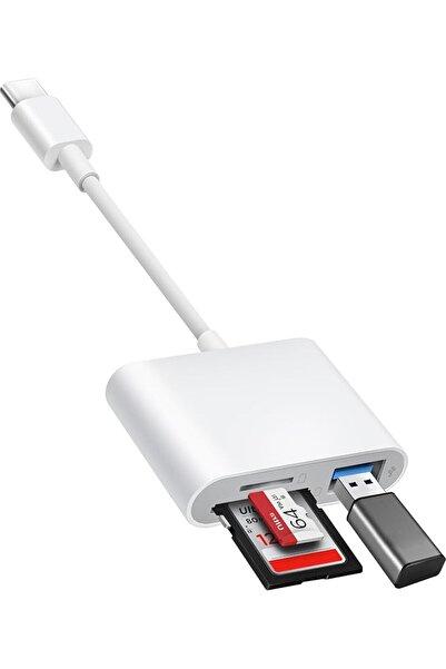 AXIYIBZI قارئ بطاقات USB C الى SD، محول بطاقة SD مع 3 منافذ SD MicroSD USB، ق...