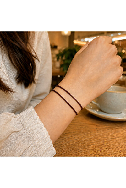 Morey Biri Sana Biri Bana Burgundy Couple Bracelet
