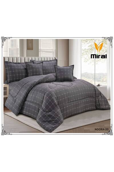 miral طقم مفرش نفرين صيفي مشجر بحشوة 6 قطع فخم ومريح مقاس 220*240 سم