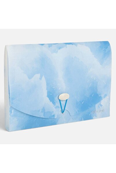 OEM Mapa Bleu Marble Glitter cu 13 Compartimente & Buton 33,5x24cm
