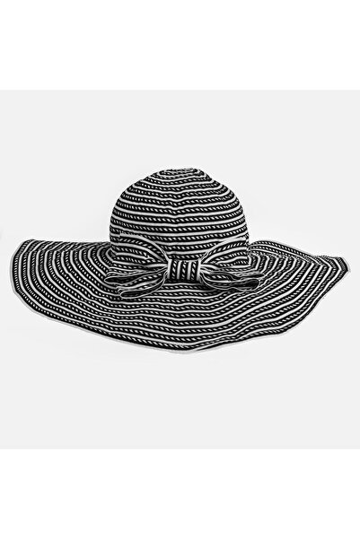 OEM Black and White Striped Hat with Bow for Women