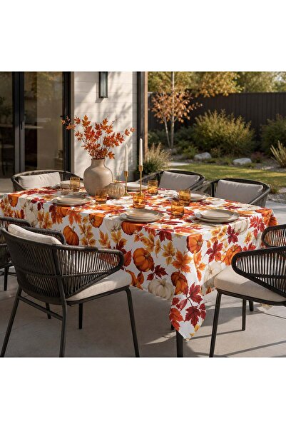 OEM Fata de Masa din Plastic de Toamna cu Frunze Portocalii 180x120cm