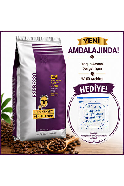 Mehmet Efendi Espresso No:3 çekirdek kahve 1000gr ( yeni ambalaj)