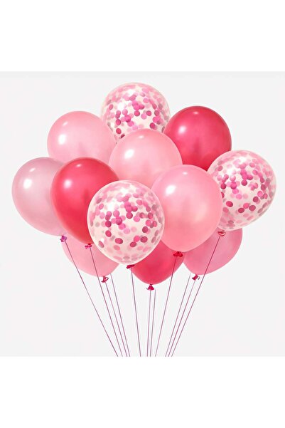 OEM Baloane de Petrecere Roz Fucsia Transparente cu Confetti 30cm - 12buc