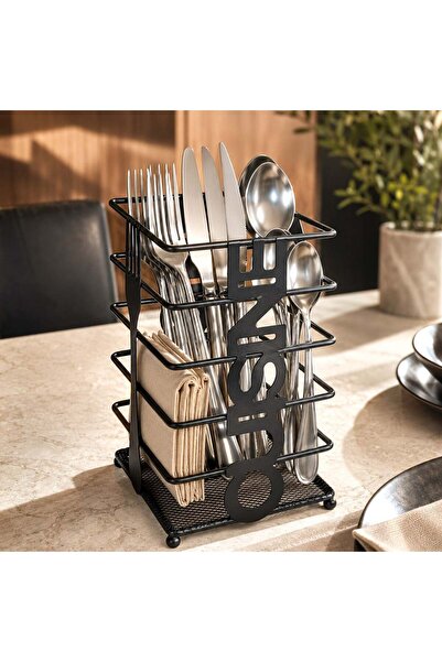 OEM Black Metal Cutlery Drainer 10x10x16cm