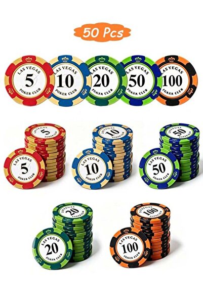 Generic GD 50 Pcs Game Plastic Poker Chips Set with Number Markings - Portabl...